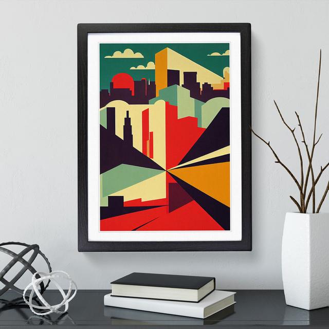 City Skyline Abstract No.3 - Single Picture Frame Print Metro Lane Size: 64cm H x 46cm W x 2cm D, Frame Colour: Black on Productcaster.