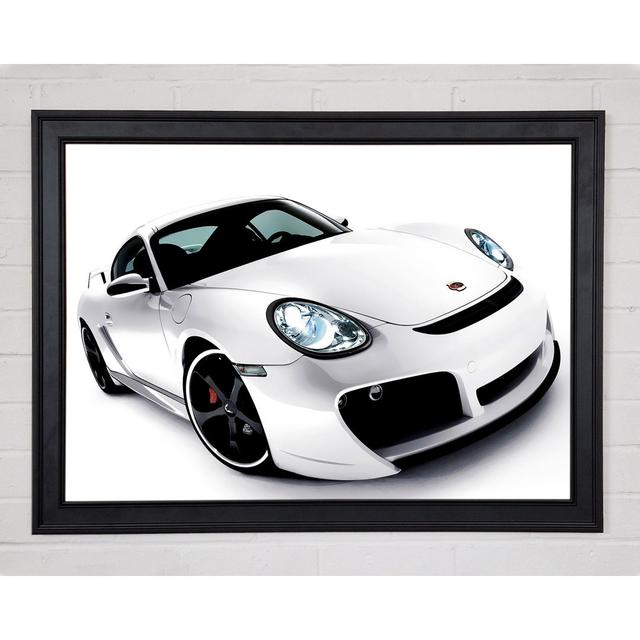 Porsche 911 Weiß - Einzelner Bilderrahmen Kunstdrucke Brayden Studio Größe: 59,7 cm H x 84,1 cm B x 1,5 cm T, Format: Poster mit metallgrauem Rahmen on Productcaster.