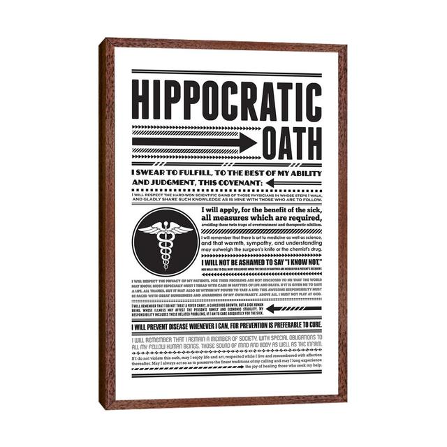 Hippocratic Oath-Canvas Happy Larry Size: 66.04cm H x 45.72cm W x 3.81cm D, Format: Classic Brown Wood Framed on Productcaster.