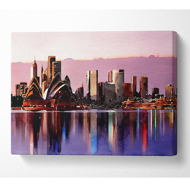 Sydney Harbour Opera House Stunning Pink Reflections - Wrapped Canvas Print 17 Stories Size: 35.6cm H x 50.8cm W x 10cm D on Productcaster.