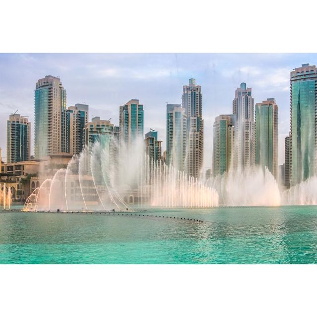 Dubai Fountain Sunset by Bennymarty - Wrapped Canvas Photograph 17 Stories Size: 30cm H x 46cm W on Productcaster.