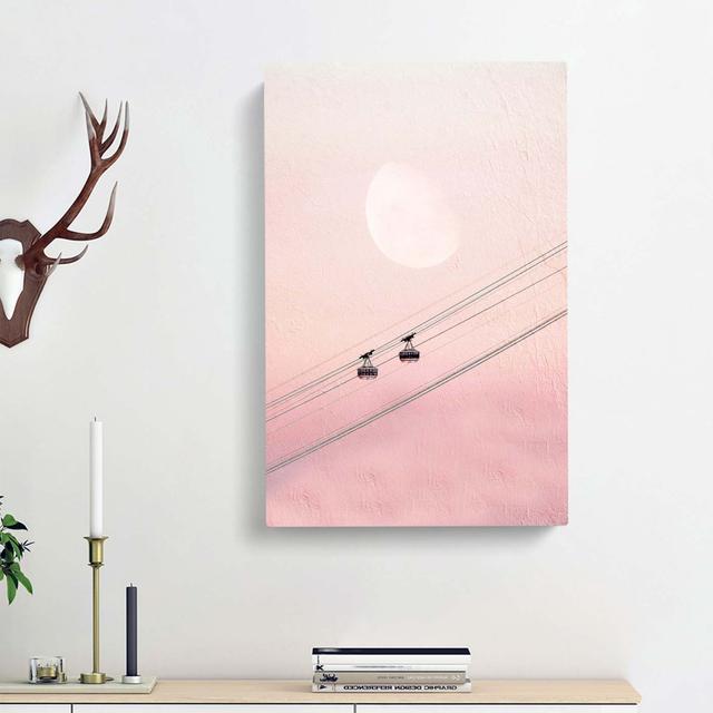 Cable Car to the Moon - Wrapped Canvas Painting Print East Urban Home Size: 50cm H x 35cm W x 3cm D on Productcaster.