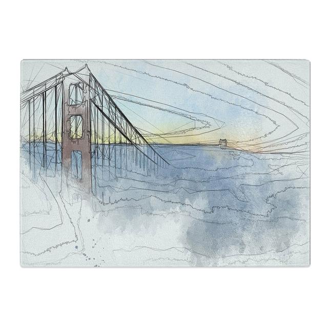 Tempered Glass Golden Gate Bridge in the Clouds Chopping Board East Urban Home Size: 28.5 cm x 39 cm on Productcaster.