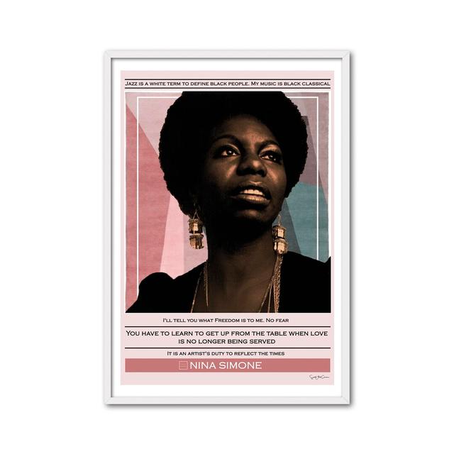 Nina Simone by Soul Art Corner - Picture Frame Graphic Art Print on Fabric Ebern Designs Size: 92cm H x 62cm W x 3cm D on Productcaster.