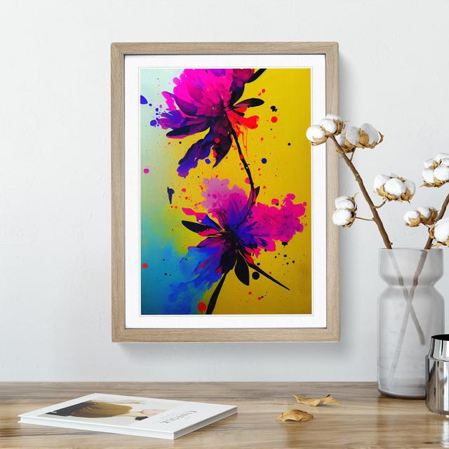 Splashed Flowers No.2 Abstract Marlow Home Co. Size: 36cm H x 27cm W, Format: Oak Framed, Matte Colour: White on Productcaster.