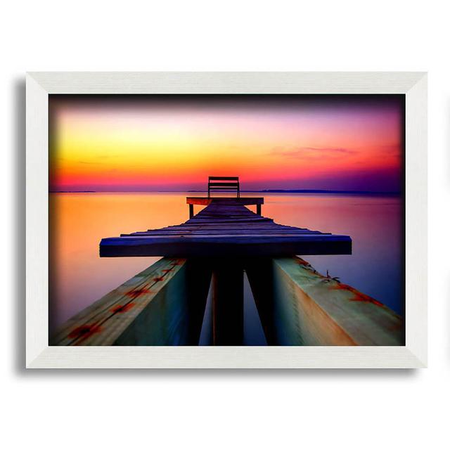 The Perfect Sunset Dock Framed Print Wall Art Highland Dunes Size: 42cm H x 59.7cm W x 10cm D on Productcaster.