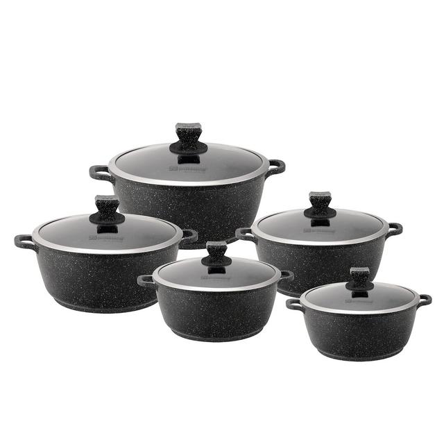 SQ Professional Nea Marbell 5pc Non-Stick Cookware Set SQ Professional Colour: Nera/Black on Productcaster.