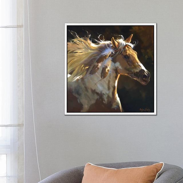 Spirit Horse by Carolyne Hawley - Wrapped Canvas Print East Urban Home Size: 66.04cm H x 66.04cm W x 3.8cm D, Format: White Floater Framed on Productcaster.