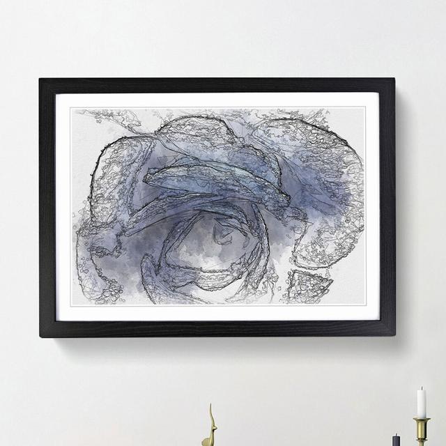 Blue Rose in Abstract - Picture Frame Graphic Art Print East Urban Home Frame Option: Black Framed, Size: 27cm H x 36cm W x 2cm D on Productcaster.