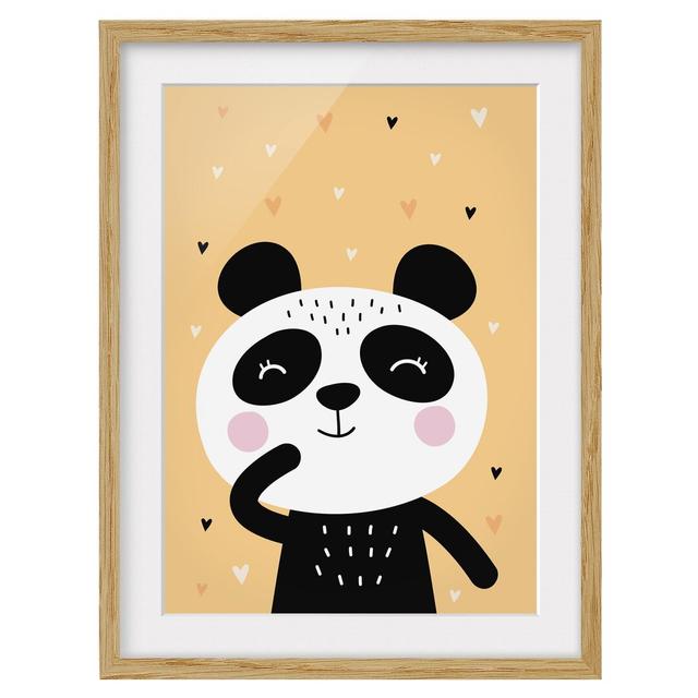 The Happy Panda Framed Photographic Print East Urban Home Size: 100 cm H x 70 cm W, Rahmenoptionen: Natural oak on Productcaster.