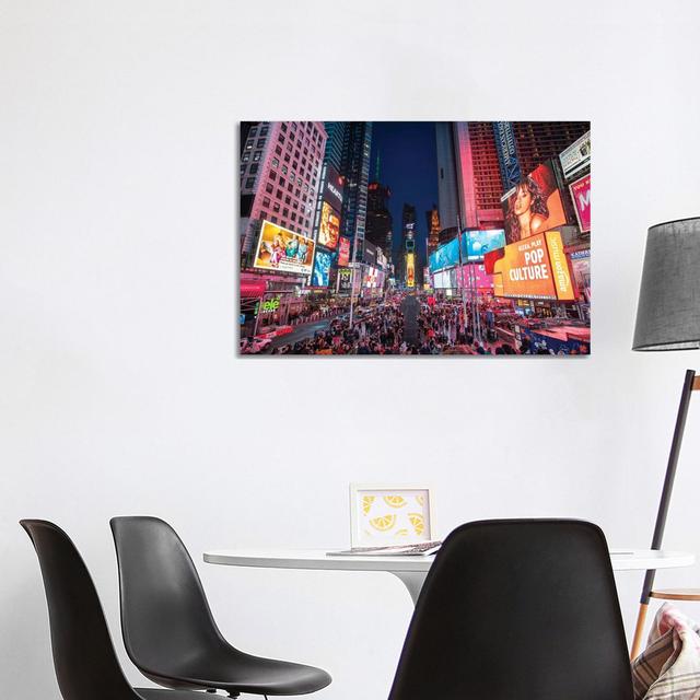 Times Square New York at Night by Jan Becke - Wrapped Canvas Photograph Latitude Run Size: 66.04cm H x 101.6cm W x 1.91cm D on Productcaster.