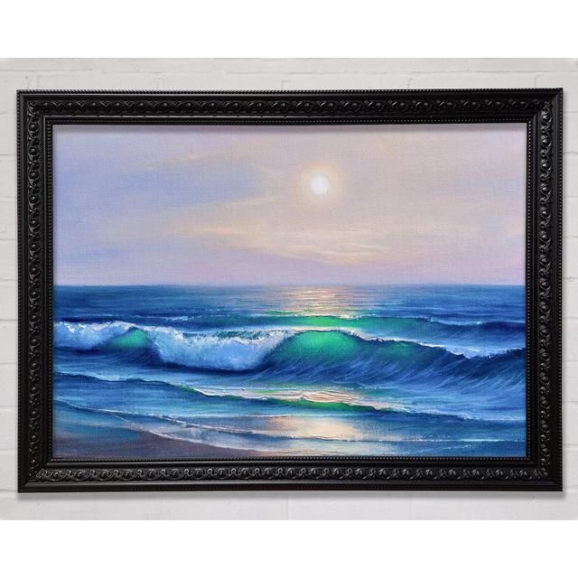 The Waves At Dusk Framed Print Highland Dunes Size: 42cm H x 59.7cm W x 3cm D, Format: Charlotte Black Framed Paper on Productcaster.