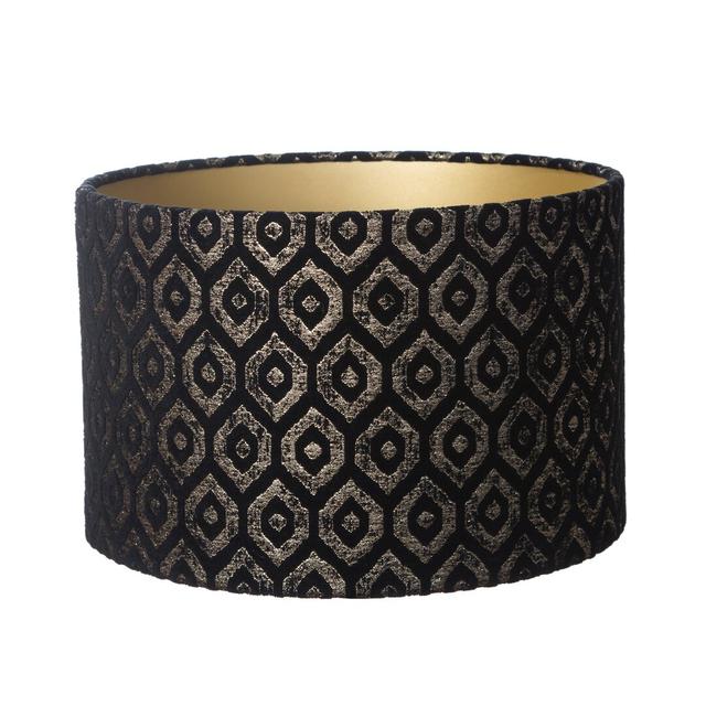 20cm H Velvet Drum Lamp Shade ( Screw On ) in Black Canora Grey on Productcaster.