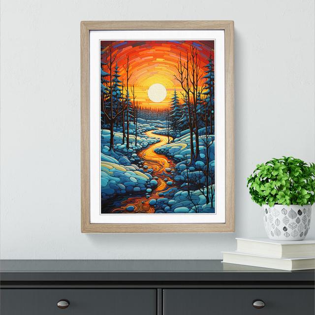 Winter Landscape Modern - Single Picture Frame Print on Wood Alpen Home Frame Colour: Oak, Size: 46cm H x 34cm W x 2cm D on Productcaster.