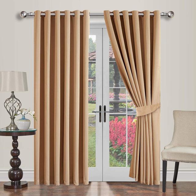 Synthetic Room Darkening Blackout Eyelet Curtain Pair Ebern Designs Colour: Cream, Panel Size: 66x54 on Productcaster.