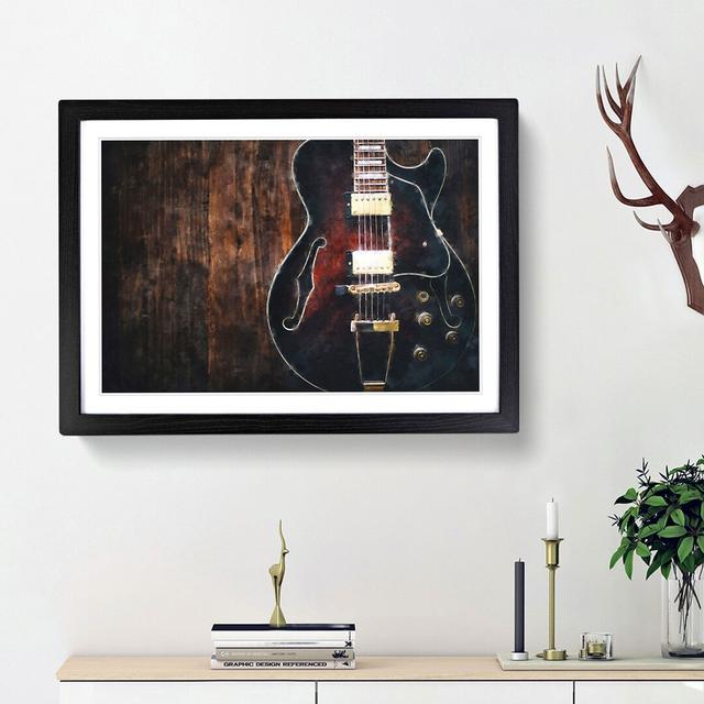 Wooden Electric Guitar - Picture Frame Painting Print East Urban Home Frame Option: Black Framed, Size: 45cm H x 63cm W x 2cm D on Productcaster.