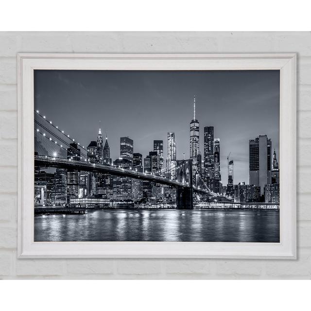 New York Lights Glowing - Print Brayden Studio Size: 42cm H x 59.7cm W x 1.5cm D on Productcaster.