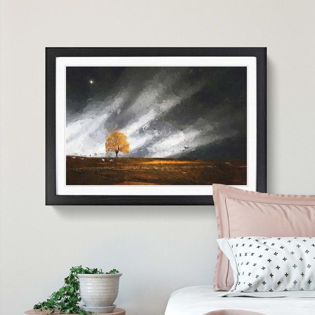 Lone Tree at Dusk in Abstract - Picture Frame Graphic Art Print East Urban Home Frame Option: Black, Size: 35cm H x 50cm W x 2cm D on Productcaster.