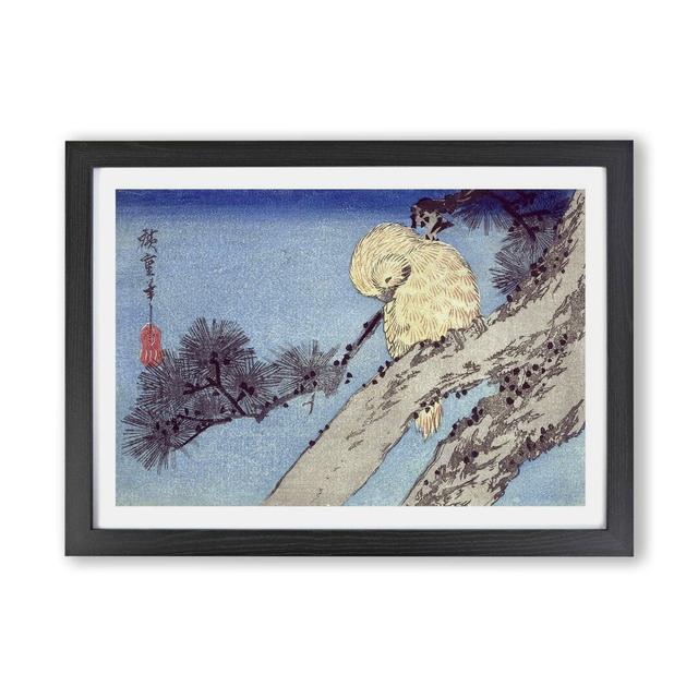 'Owl & Pine Branch' by Utagawa Hiroshige - Picture Frame Painting Print on Paper East Urban Home Frame Option: Black, Size: 45cm H x 63cm W x 2cm D on Productcaster.