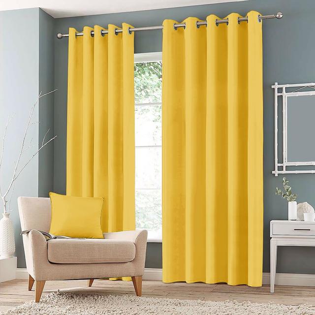 Granados Eyelet Room Darkening Curtains (Set of 2) Ebern Designs Panel Size: Width 116 x Drop 137 cm, Colour: Yellow on Productcaster.