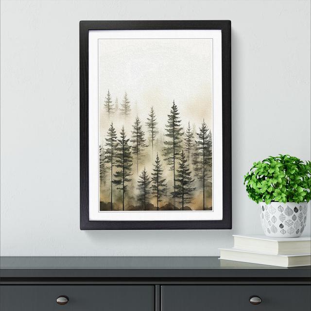 Pine Tree Line - Single Picture Frame Print on Wood Alpen Home Format: Black Framed, Size: 64cm H x 46cm W x 2cm D on Productcaster.