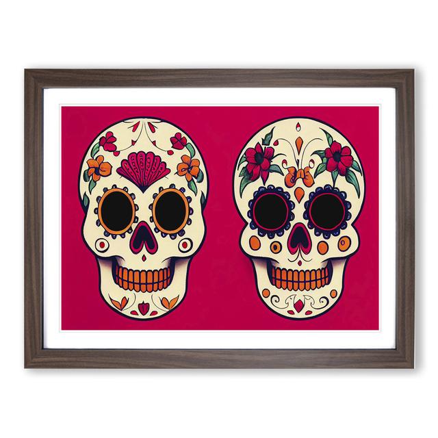 Floral Sugar Skulls - Picture Frame Graphic Art The Seasonal Aisle Frame Colour: Walnut, Size: 46cm H x 64cm W x 2cm D on Productcaster.