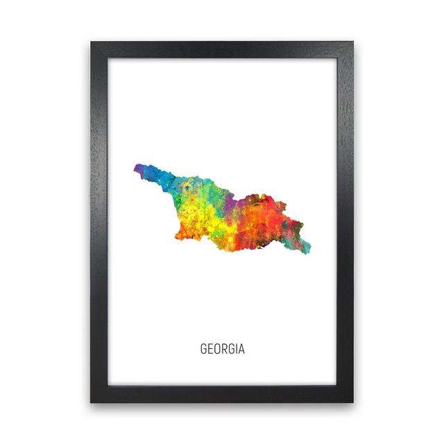 Georgia Watercolour Map by Michael Tompsett - Graphic Art Latitude Run Format: Black Framed, Size: 88cm H x 64cm W x 3cm D on Productcaster.