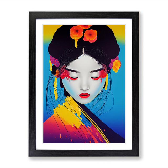 Splashed Geisha No.5 - Picture Frame Painting Marlow Home Co. Frame Colour: Black, Size: 46cm H x 34cm W x 2cm D on Productcaster.