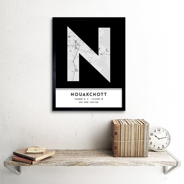 Nouakchott City Map Nouakchott Mauritania City Map - Single Picture Frame Typography Wee Blue Coo on Productcaster.