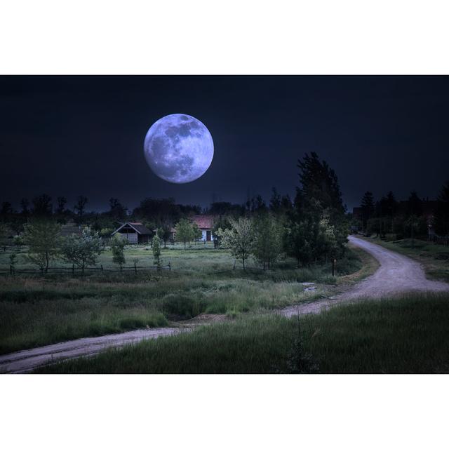 Moonrise over Farm by Balazskovacs - Wrapped Canvas Photograph 17 Stories Size: 61cm H x 91cm W on Productcaster.