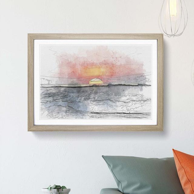 Pink Sunset in Costa Rica - Picture Frame Graphic Art Print East Urban Home Frame Option: Oak, Size: 60cm H x 91cm W x 2cm D on Productcaster.