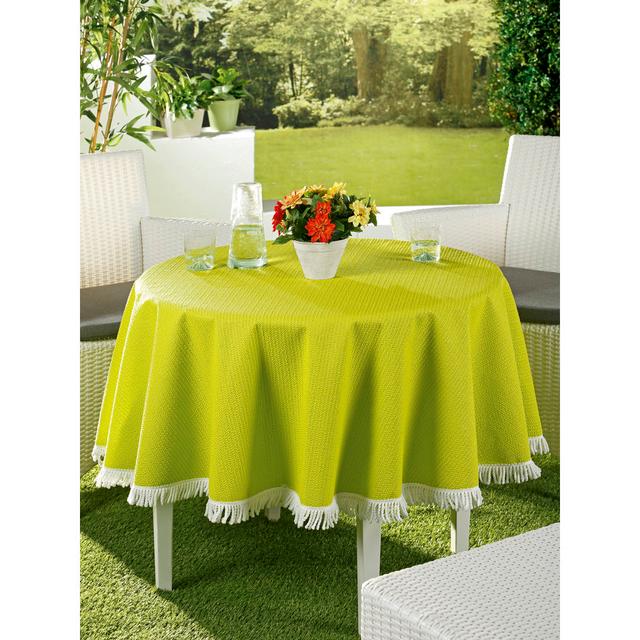 Anala Circle No Pattern Vinyl Tablecloth Marlow Home Co. Size: 160 cm, Colour: Green on Productcaster.