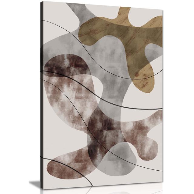 Brown Abstract Geometrics Shapes and Line Art Artistic - Wrapped Canvas Art Prints Panther Print Size: 46cm H x 31cm W on Productcaster.