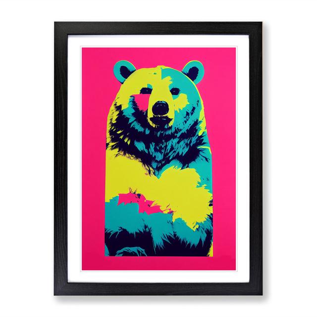 Neon Bear - Picture Frame Graphic Art Latitude Run Frame Colour: Black, Size: 46cm H x 34cm W x 2cm D on Productcaster.