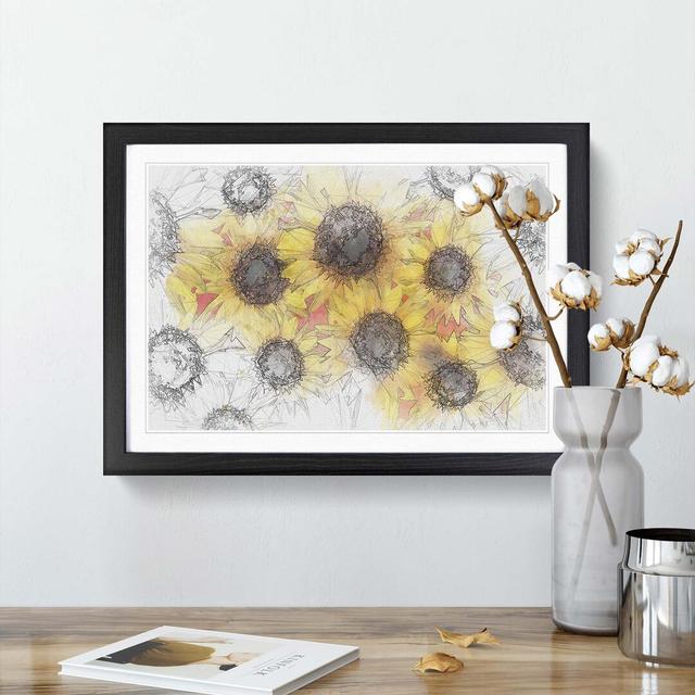 Wall of Yellow Sunflowers in Abstract - Picture Frame Graphic Art Print on MDF East Urban Home Size: 50cm H x 76cm W x 2cm D, Frame Option: Black on Productcaster.