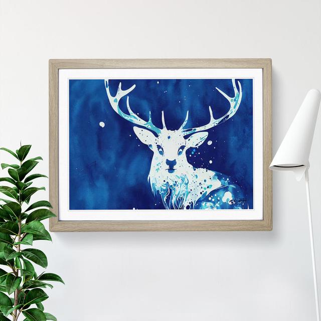 Stag Deer Splash Vol.1 Abstract - Picture Frame Graphic Art Alpen Home Frame Option: Oak, Size: 34cm H x 46cm W x 2cm D on Productcaster.