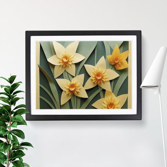 Pleasing Daffodil Flowers - Single Picture Frame Print Marlow Home Co. Format: Black Framed, Size: 46cm H x 64cm W x 2cm D on Productcaster.