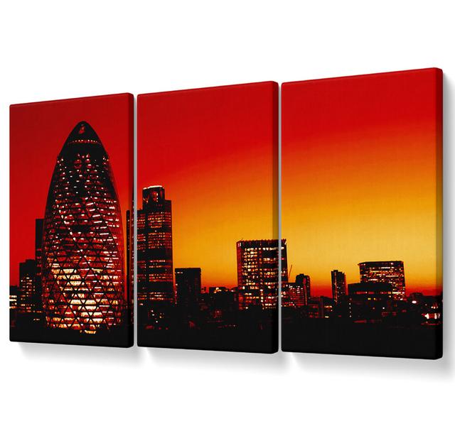 London the Gherkin Orange City - 3 Piece Wrapped Canvas Graphic Art Brayden Studio Size: 81.3cm H x 163cm W on Productcaster.