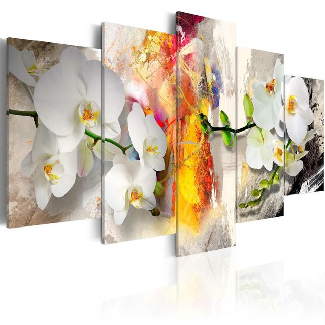 5-tlg. Leinwandbilder-Set Orchidee und Farben East Urban Home Größe: 100 cm x 50 cm on Productcaster.