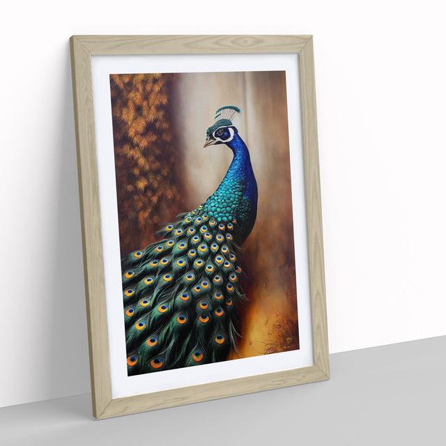 Peacock View No.1 - Single Picture Frame Print Latitude Vive Size: 34cm H x 25cm W x 2cm D, Frame Colour: Oak Framed on Productcaster.