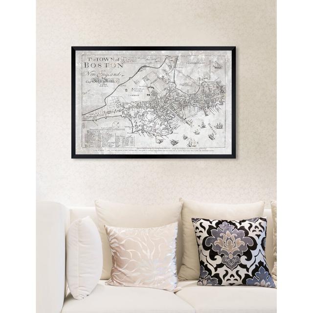 Town of Boston Map 1722 Rustic by Oliver Gal - Graphic Art Print East Urban Home Size: 41cm H x 61cm W x 1cm D, Format: Framed on Productcaster.