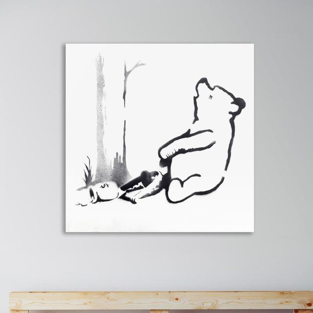 Pooh Bear by Banksy - Wrapped Canvas Print East Urban Home Size: 122cm H x 122cm W x 4cm D on Productcaster.