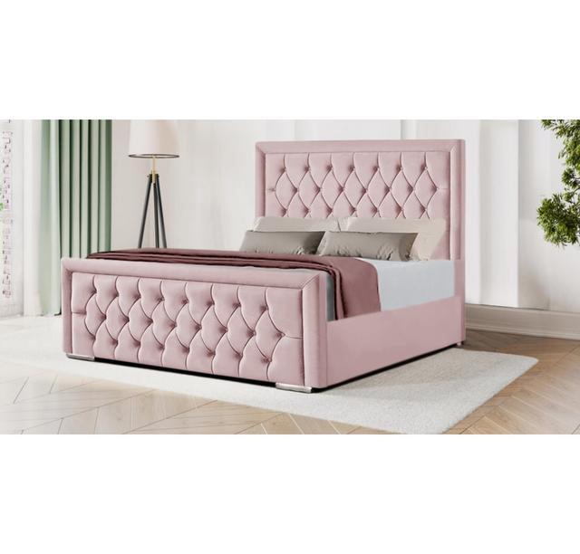 Brentley Upholstered Bed Rosdorf Park Size: Double (135 x 190 cm), Colour: Pink on Productcaster.