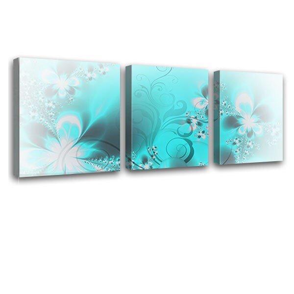 Blossom Graph 3 Piece Graphic Art on Canvas Set East Urban Home Size: 50cm H x 150cm W x 2cm D on Productcaster.