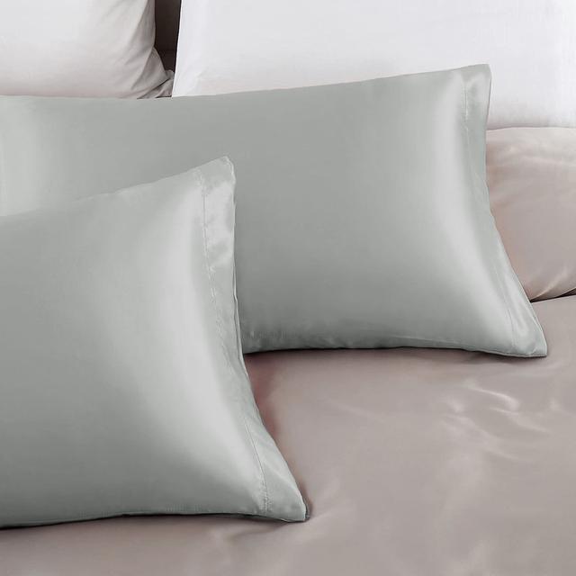 Norcatur Silk Satin Pillow Cases With Envelope Closure (Set of 2) Fairmont Park Colour: Grey on Productcaster.