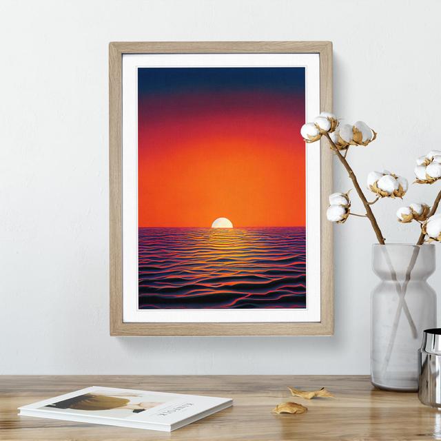 Intense Ocean Sunset House of Hampton Size: 64cm H x 46cm W x 2cm D, Frame Colour: Oak on Productcaster.