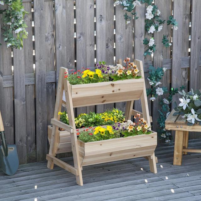 Braylinn Wood Outdoor Elevated Planter Dakota Fields on Productcaster.