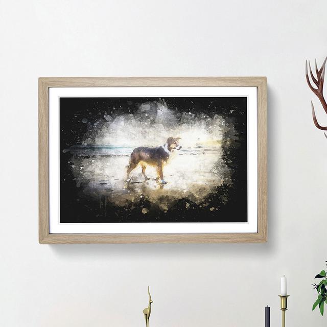 Border Collie Dog at the Beach - Picture Frame Painting Print East Urban Home Size: 45cm H x 63cm W x 2cm D, Frame Option: Oak Framed on Productcaster.