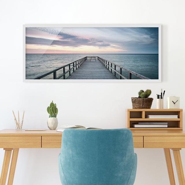 Picture With Frame - Footbridge Promenade - Panorama Landscape Format Highland Dunes Size: 50cm H x 130cm W x 2cm D, Frame Option: White Framed on Productcaster.