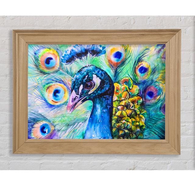 Vibrant Watercolour Peacock - Single Picture Frame Art Prints Bright Star Size: 59.7cm H x 84.1cm W x 8cm D on Productcaster.